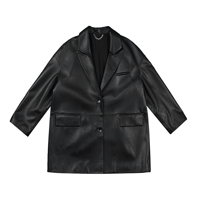 Fashion Classic Oversize Long Sheepskin Genuine Leather Jacket For Men And Women 