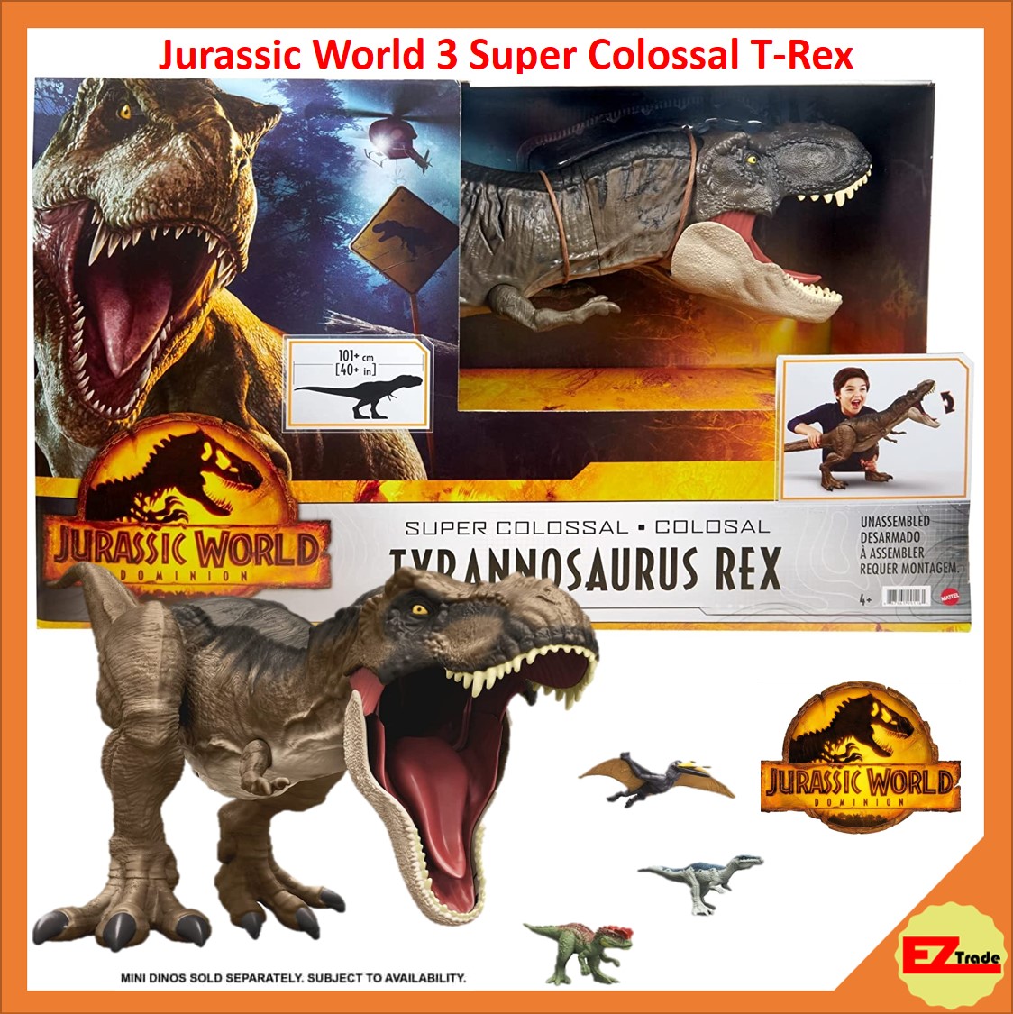 Mattel Jurassic World 3 Dominion Super Colossal Tyrannosaurus Rex Action Figure HBK73